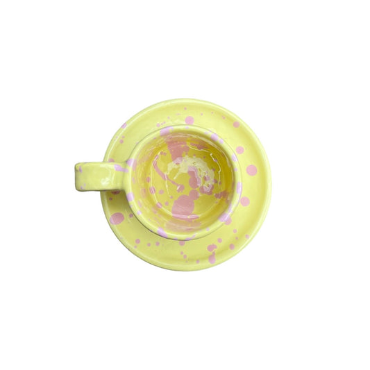 Cup with plate - Yellow