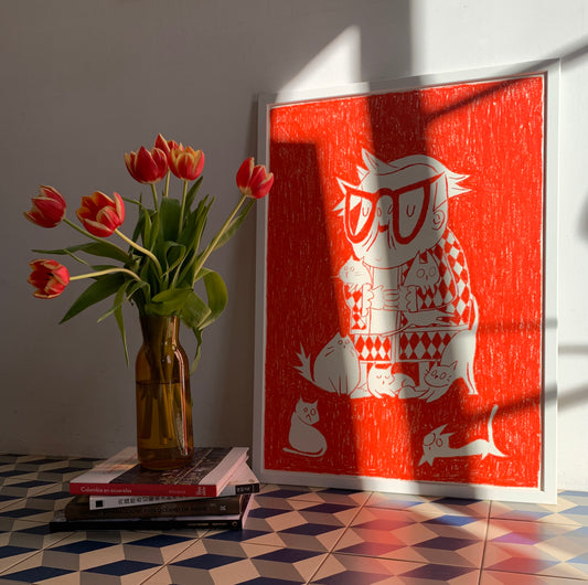 Dam Kattälskare Teckning