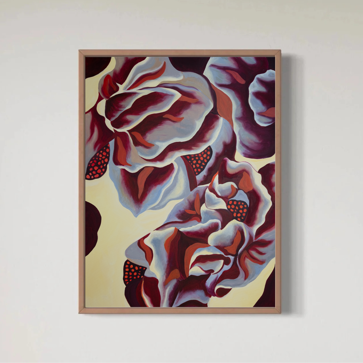 Blomma orange gul och Burgundy Print