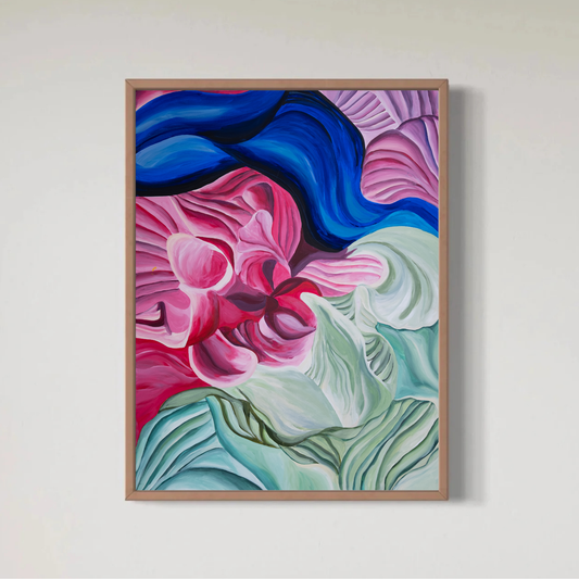 Seaweed flower Rosa Grön och Blå Print