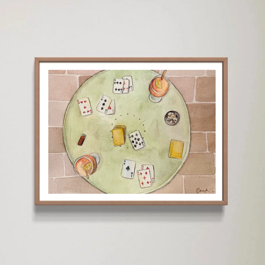 Card Games - Original akvarellmålning