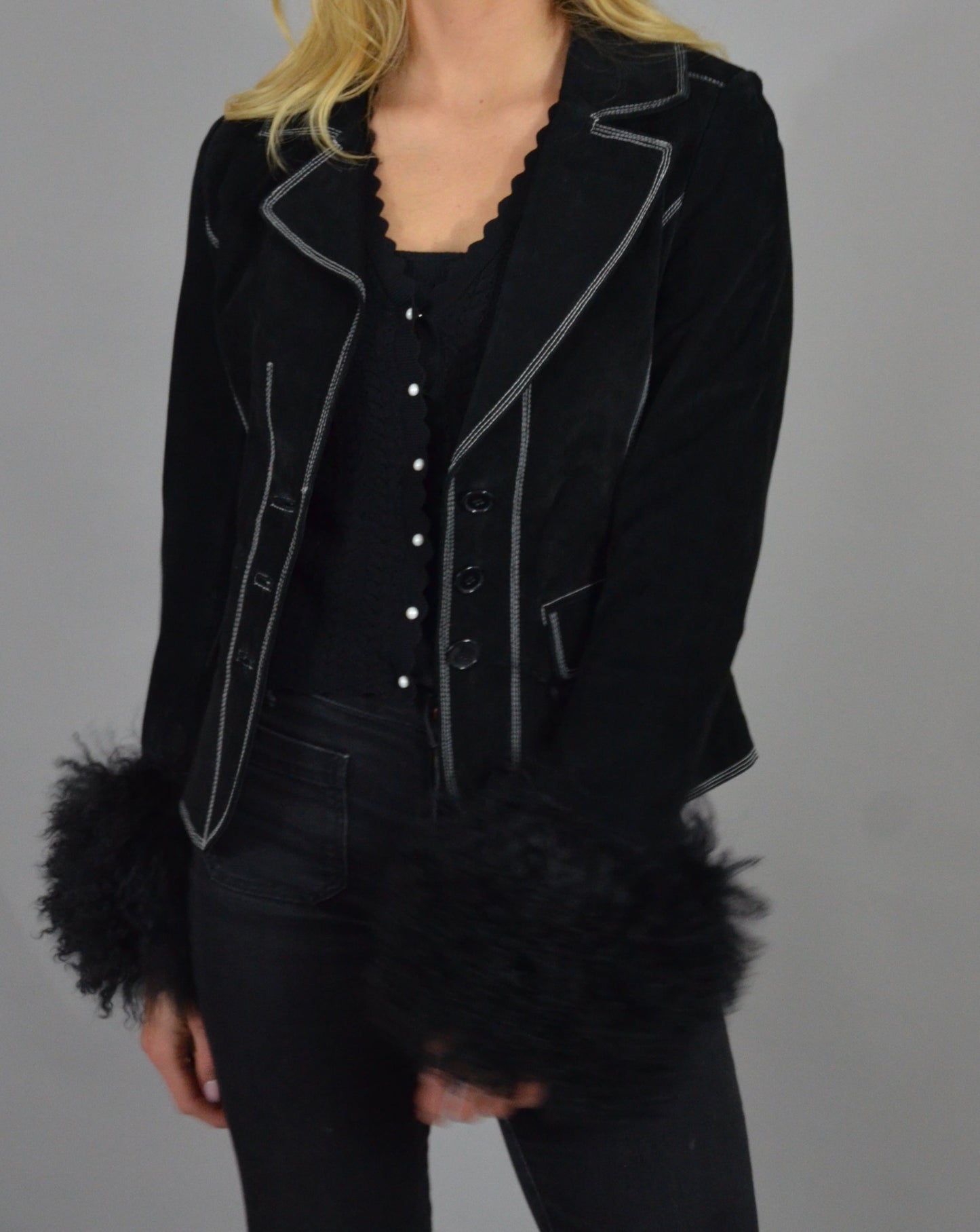 Contrast Blazer Black/White