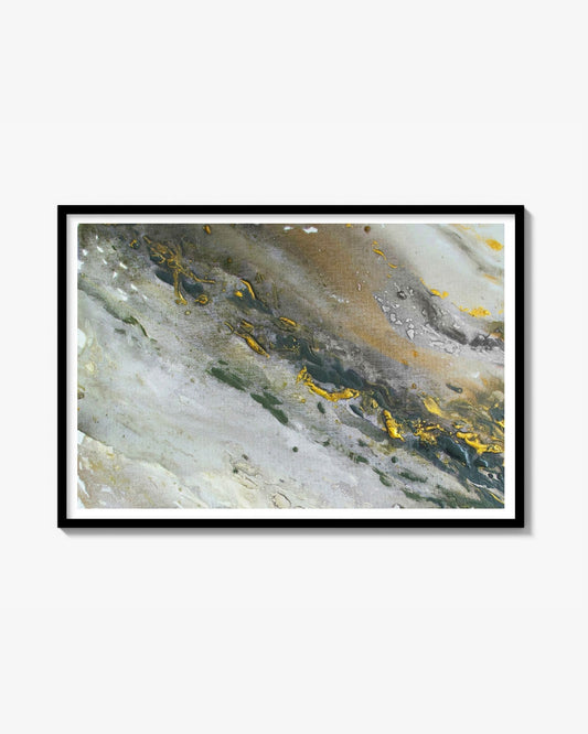Fine Art Print Abstrakt Marmor Guld Grå - Marble Wave Gray | Museumskvalitet