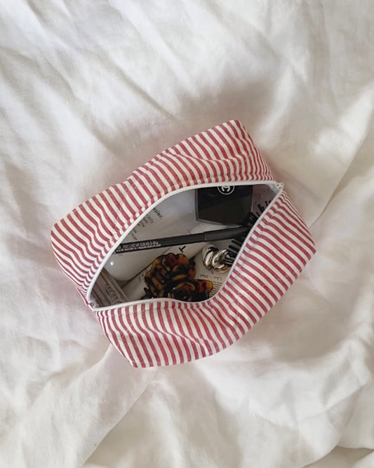 Upcycled makeup bag - Blue / Red