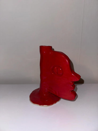 RED FACE CANDLE HOLDER