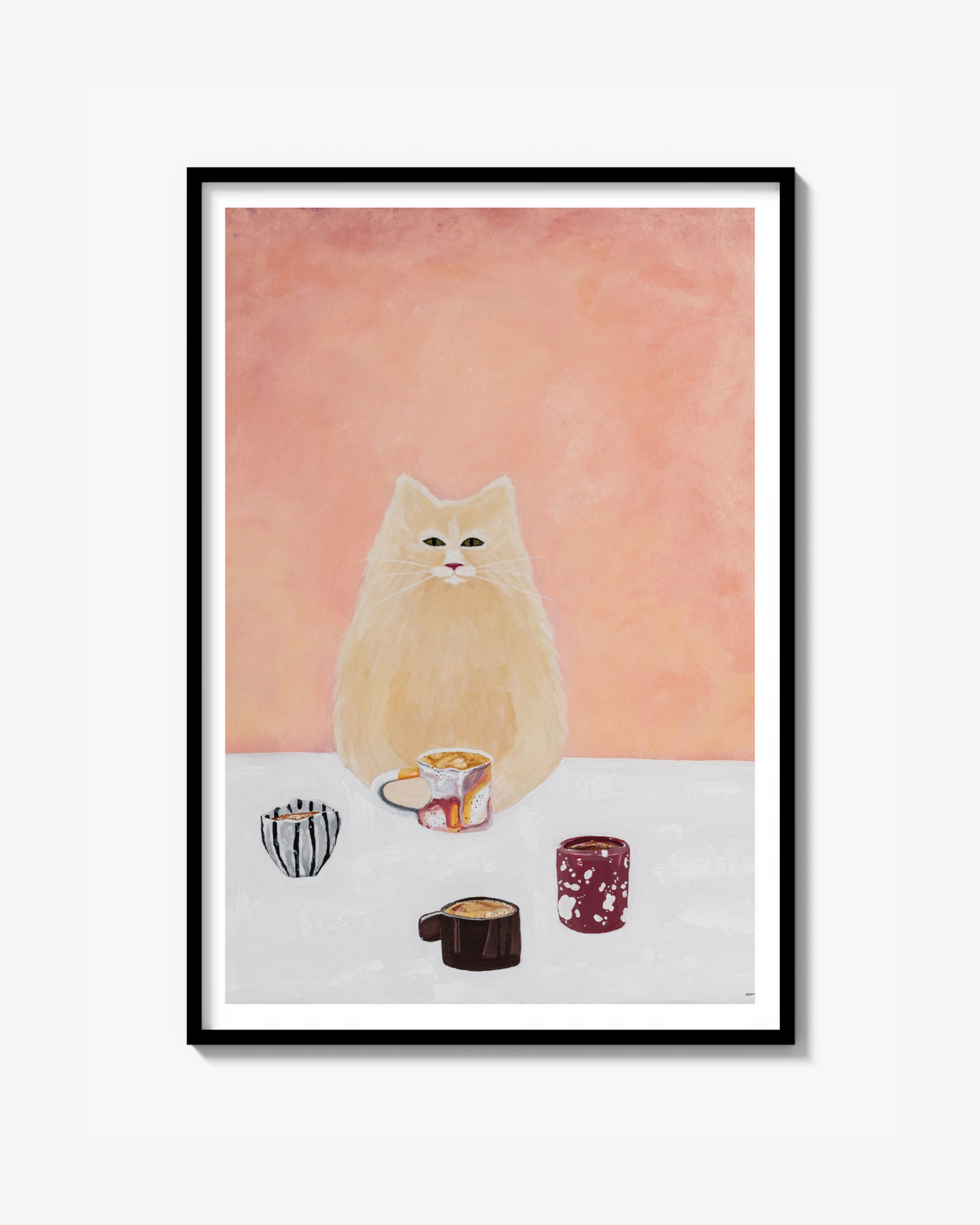 Soft cat & warm cups Poster