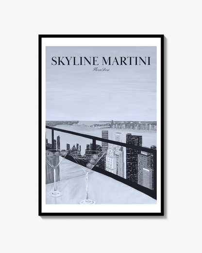Skyline Martini - Svart&Vit Poster - 50x70cm
