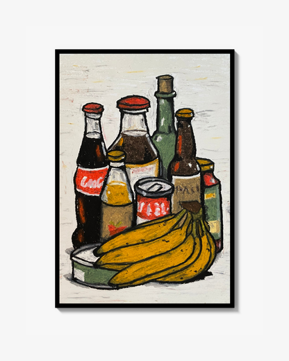 Campbell soup and eight bananas Print