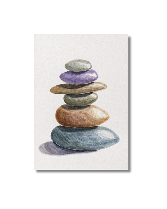 Zen Stones Akvarellmålning Original