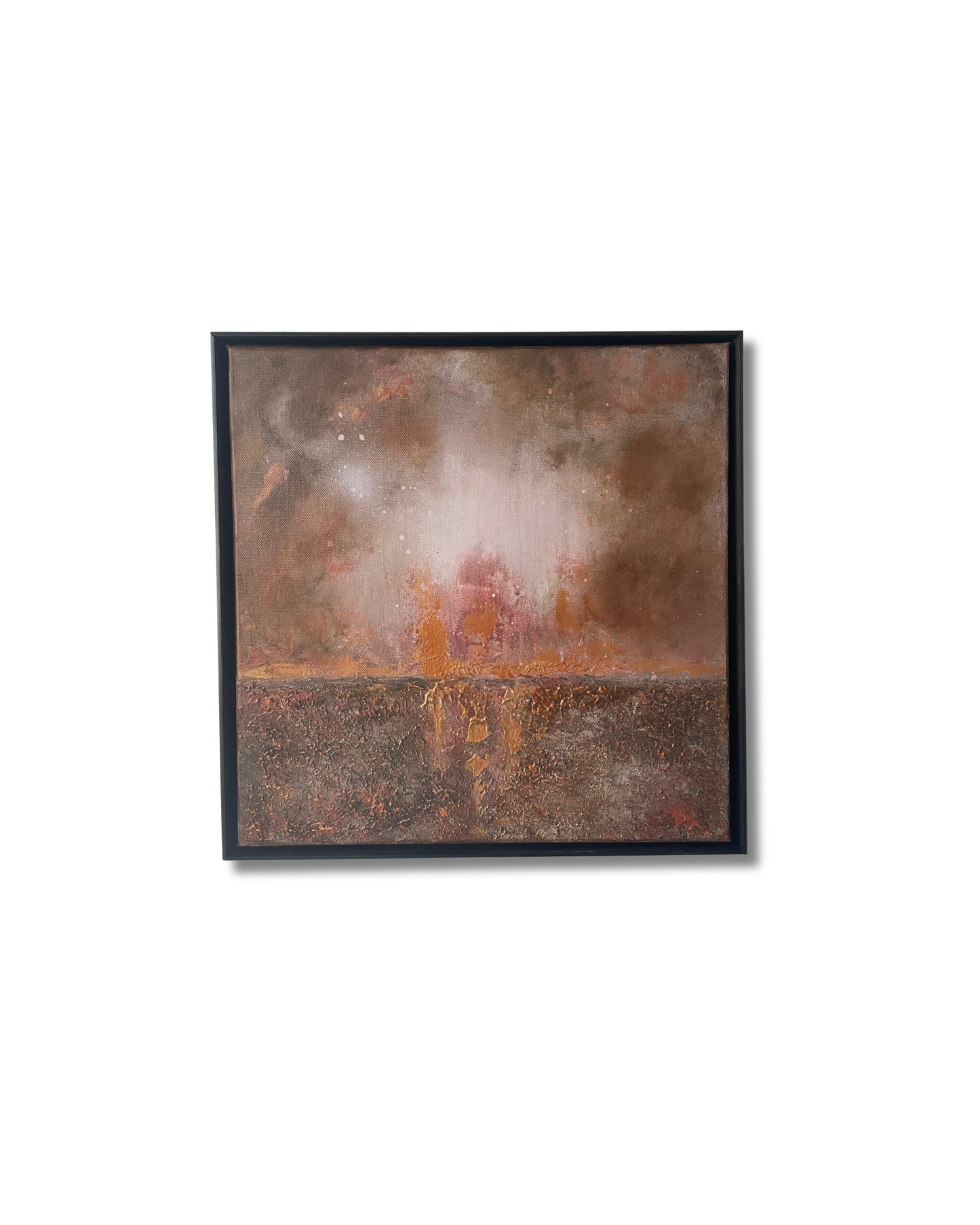 ”Foschia Rosa” abstrakt naturinspirerad Original blandteknik målning