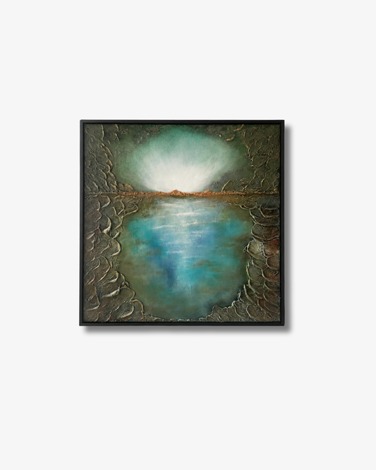 ”Evendim” Abstrakt naturinspirerad Original blandteknik Original målning