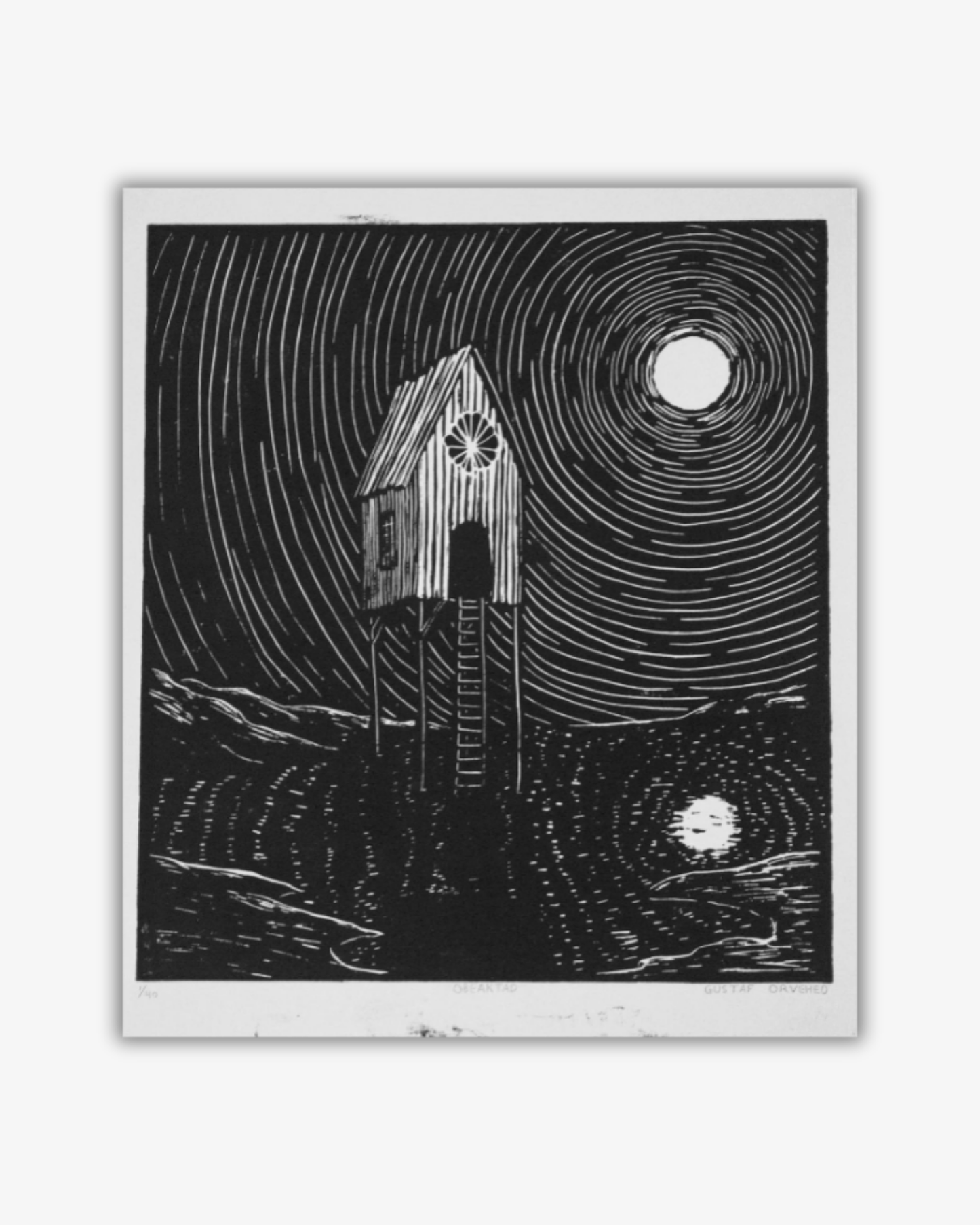 "Obeaktad" - Linocut print Original