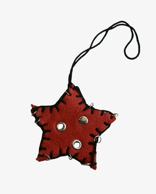 Lädernyckelring - Red Star