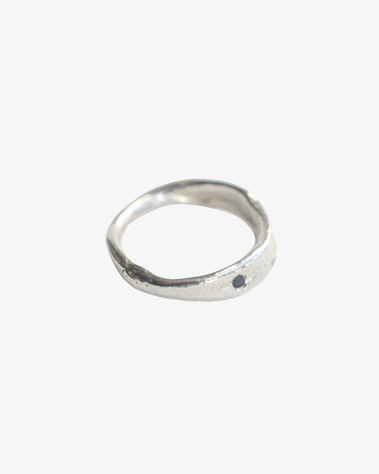 Halvsmält safirring Sterlingsilver