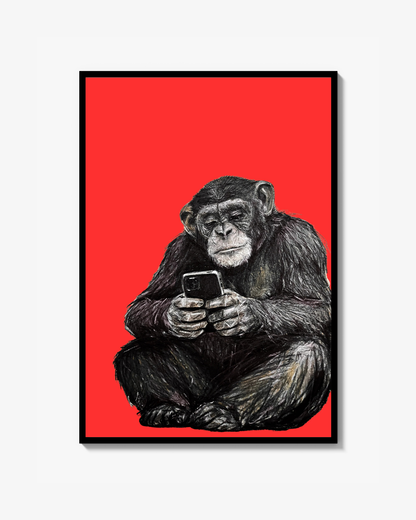 Scroll Ape – Red Edition – Begränsad Fine Art Print