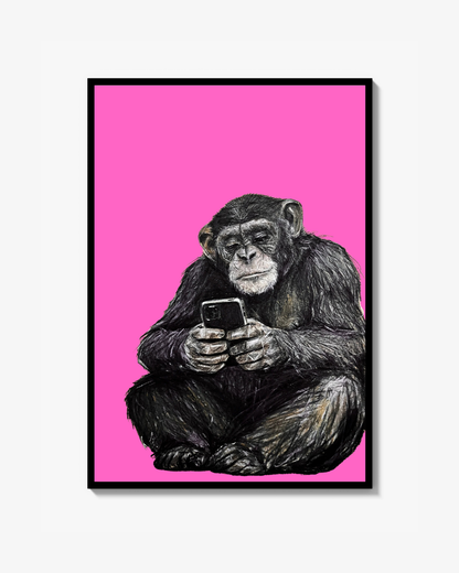 Scroll Ape – Rosa Upplaga – Begränsad Fine Art Print