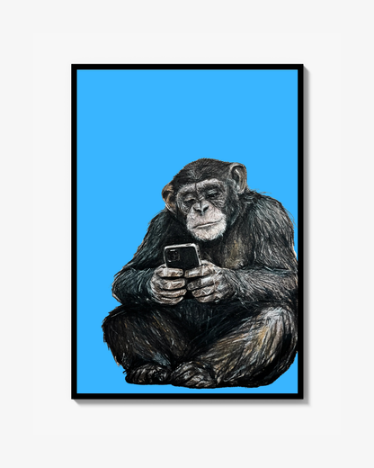 Scroll Ape – Blue Edition – Begränsad Fine Art Print