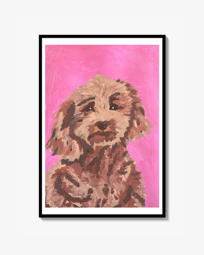 Pudelporträtt Rosa Poster