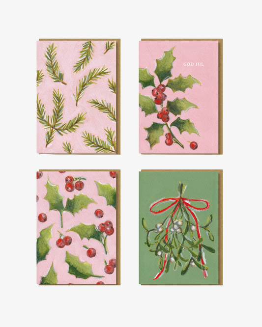 Botaniska julkort 4-pack Vykort
