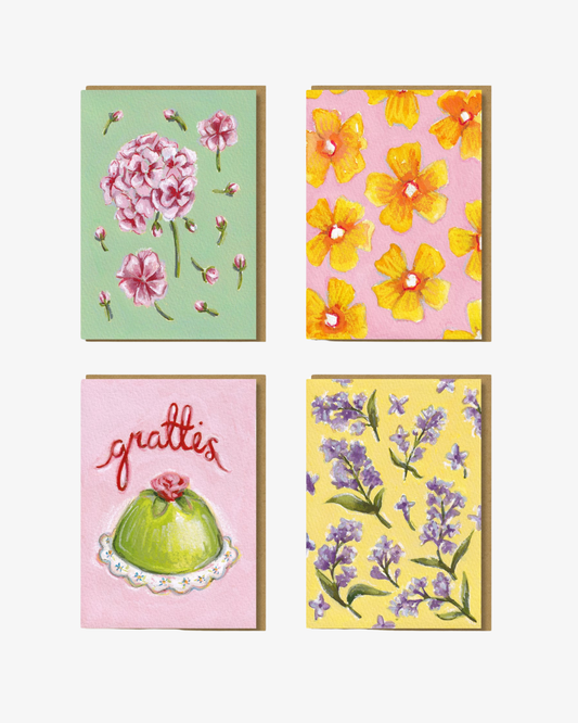 Botaniska gratulationskort 4-pack vykort