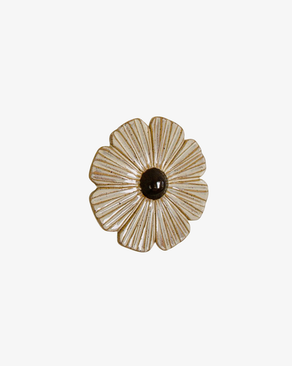 Keramisk blomväggskulptur stor - Carved Creme