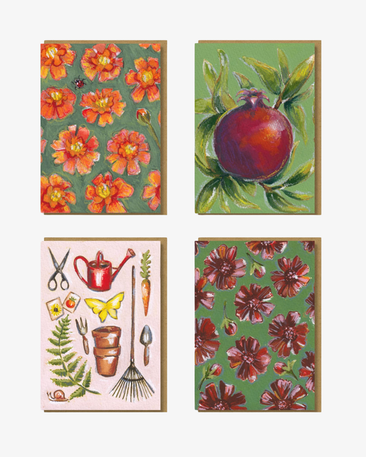 Botaniska hälsningskort 4-pack Vykort