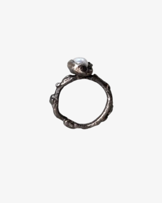 Havspärlring i silver - Stor
