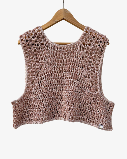 Virkad Blush Mesh Väst