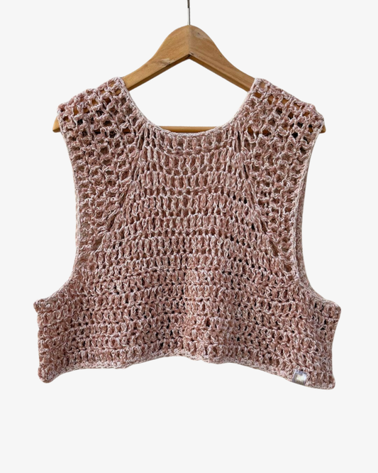 Virkad Blush Mesh Väst