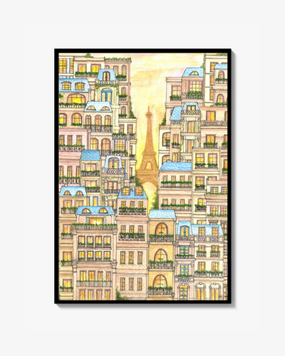 Beige Buildings, Blue Roofs Poster
