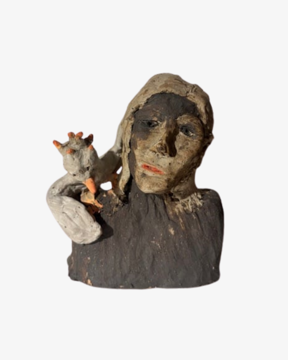 Woman with bird nr 2. Keramikskulptur