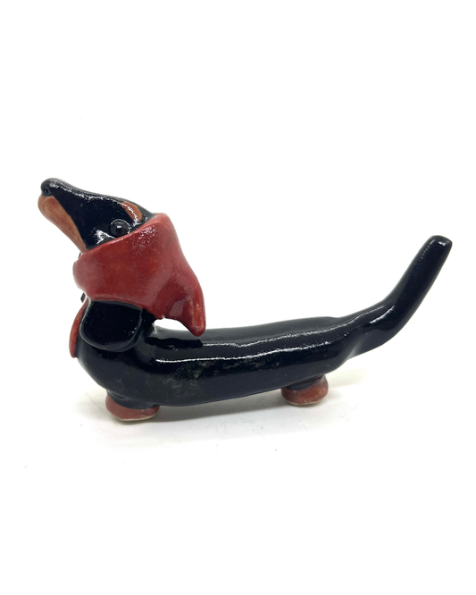 Keramik Butter Dachshund - little red riding hood