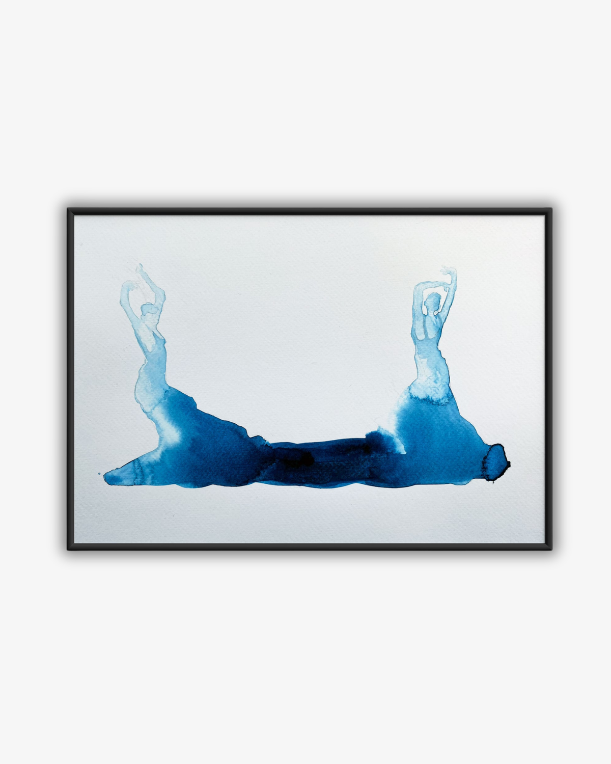 Liquid Friends, blå akrylbläck original konstverk