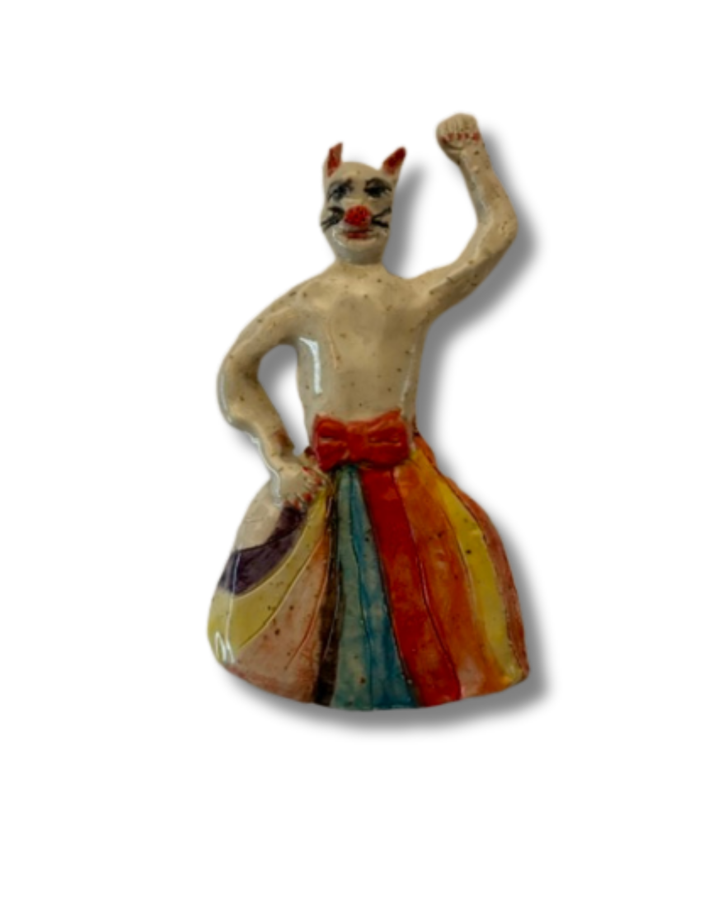 Cat in skirt, väggbonad, keramik