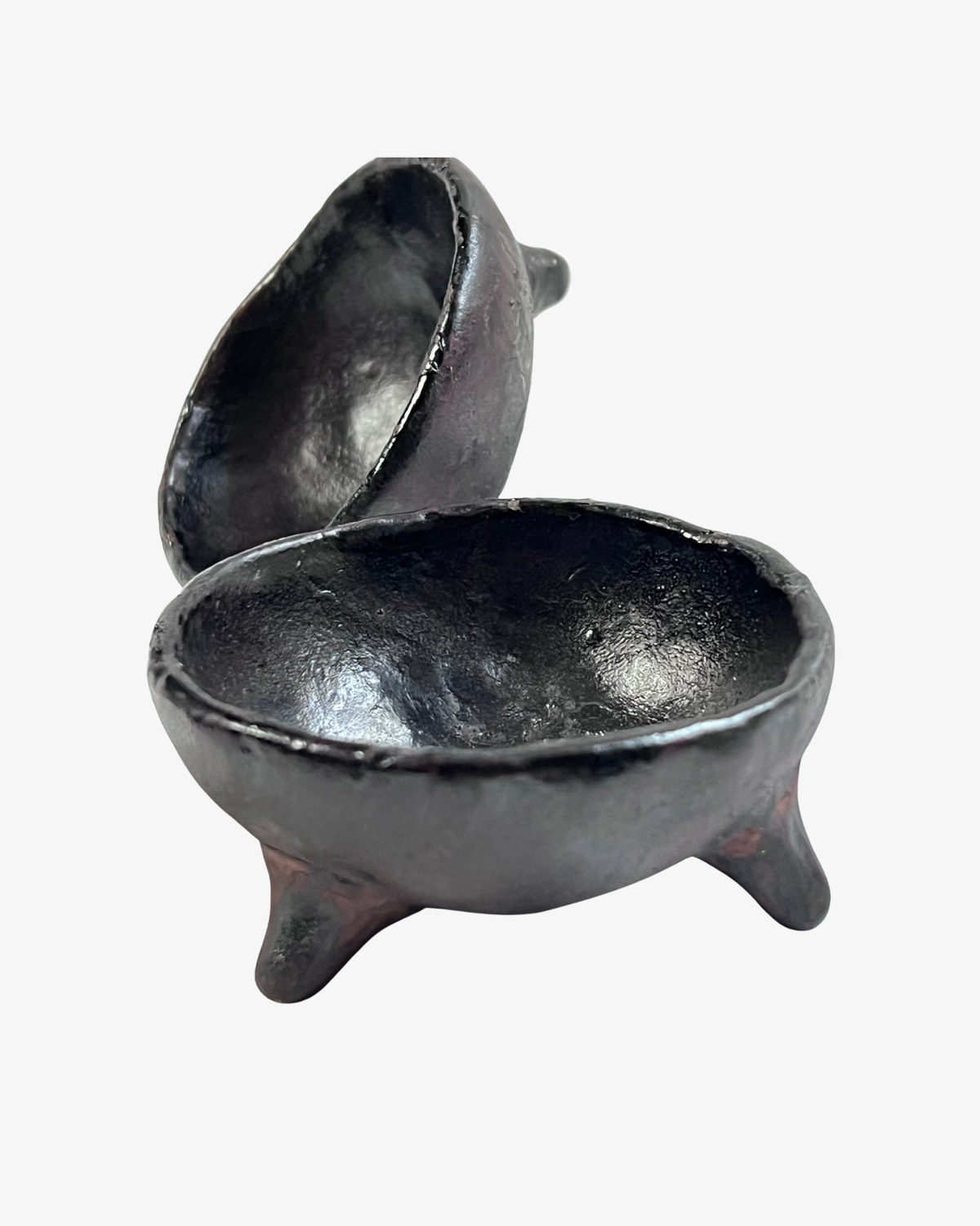 Set med 2 Handgjorda Svarta Keramik Salt- & Kryddskålar, 8 cm