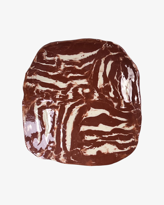 Handgjort Nerikomi keramik serveringsfat, 16 cm