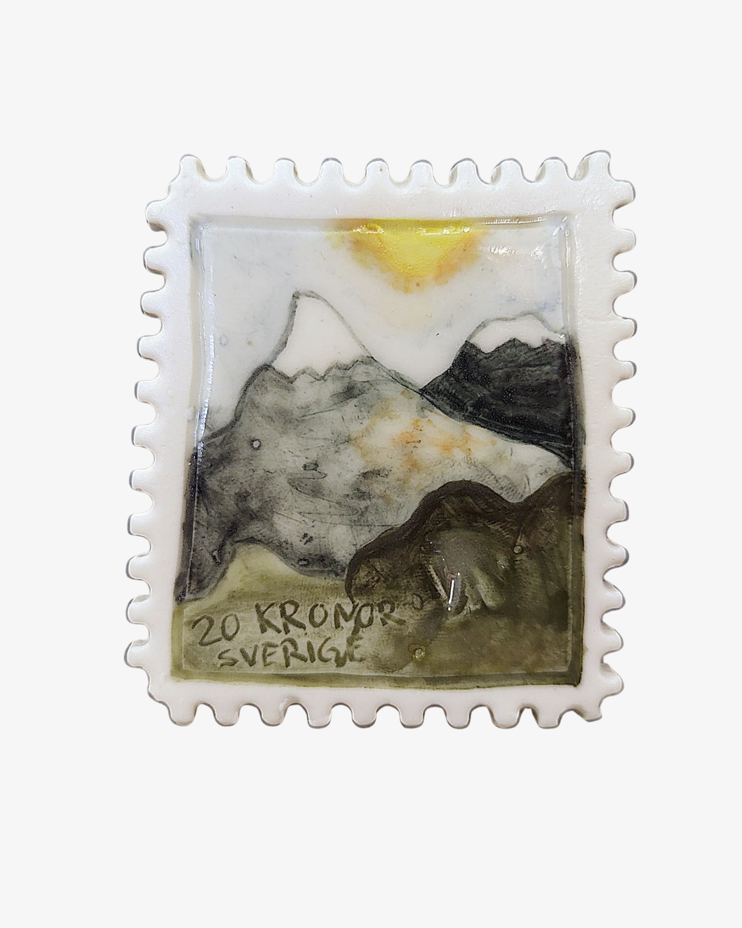 Mountains - liten skulptur, handgjord stämpel