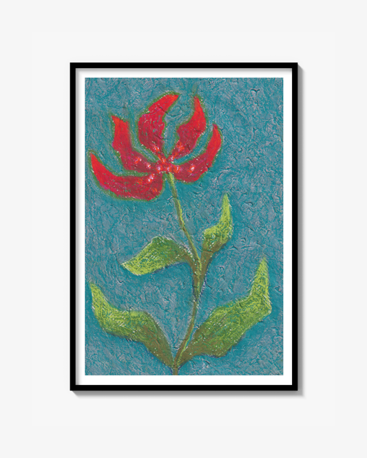 "Flower on Teal" - Poster