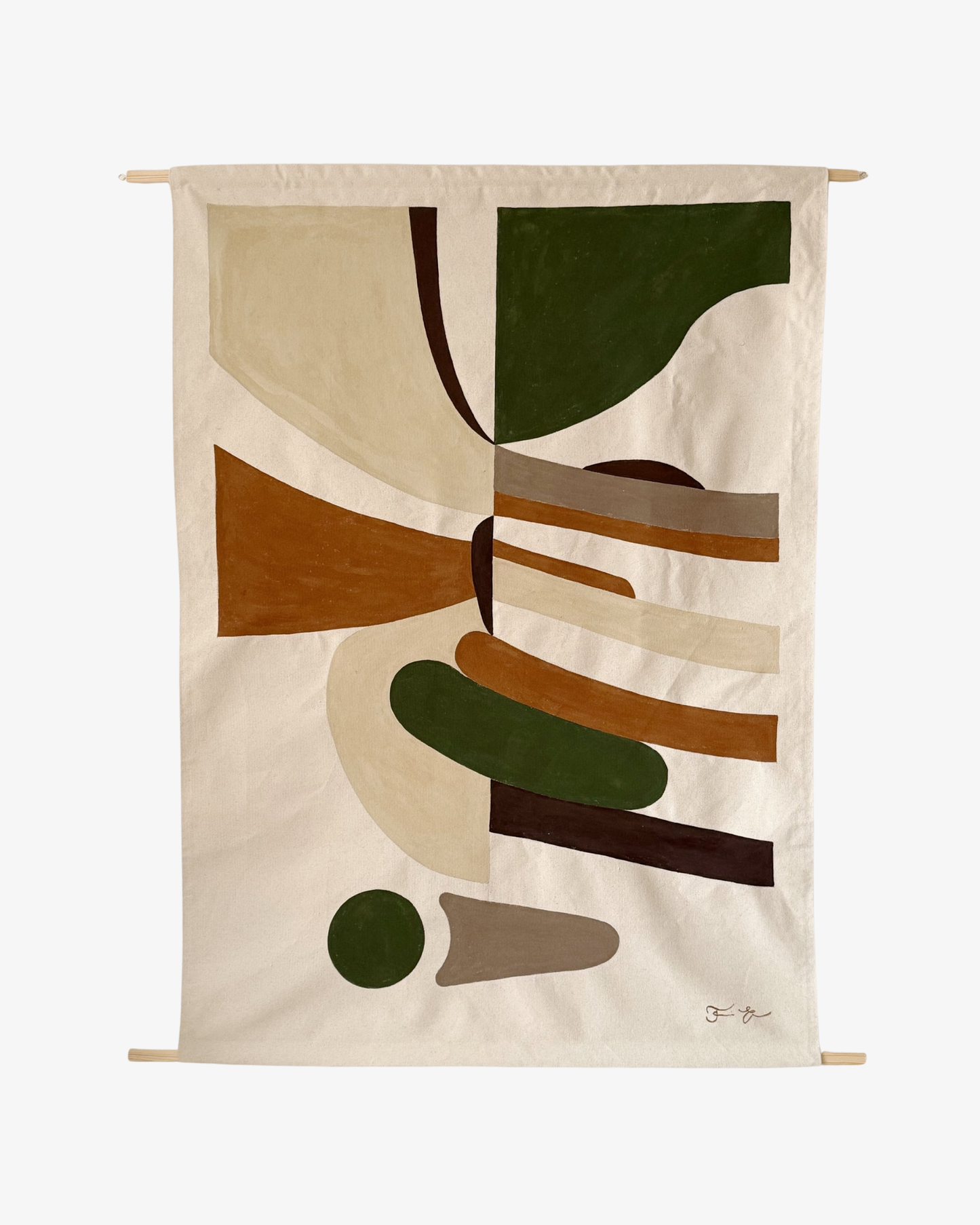 Textilkonst originalverk - Basic shapes moss green - Stor.