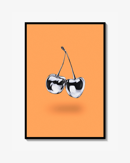 Orange Chromed Cherries Poster