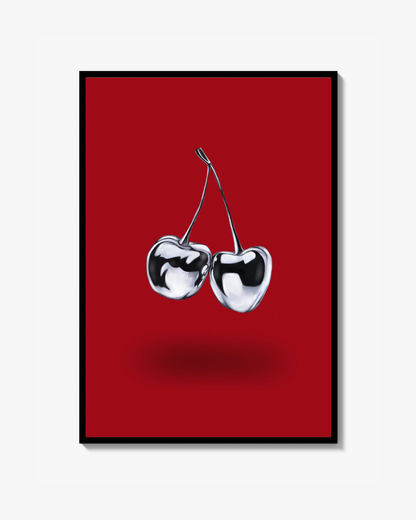 Red Chromed Cherries Poster