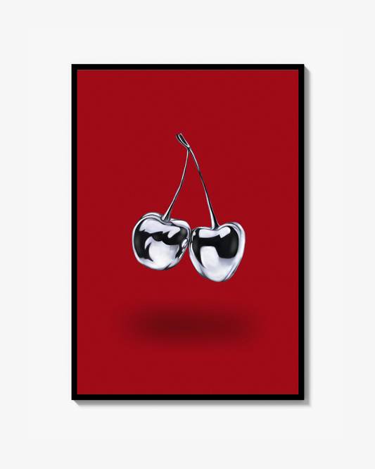 Red Chromed Cherries Poster