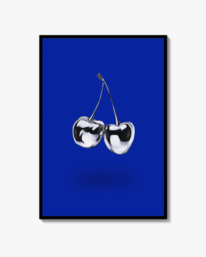 Blue Chromed Cherries Poster
