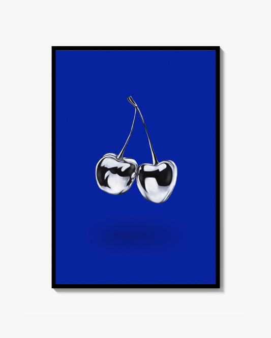 Blue Chromed Cherries Poster