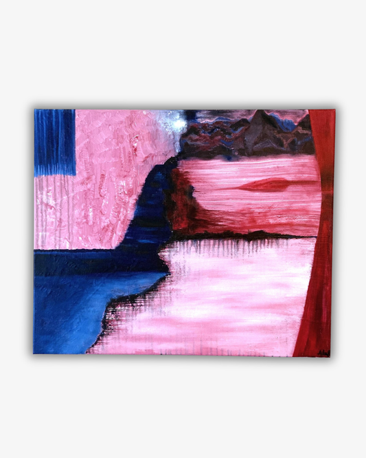 A jagged rocky spine against the vast and endless – original olje- och akrylmålning