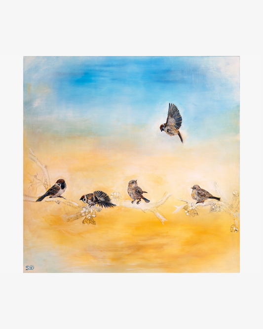 Fågelmålning , Original på duk