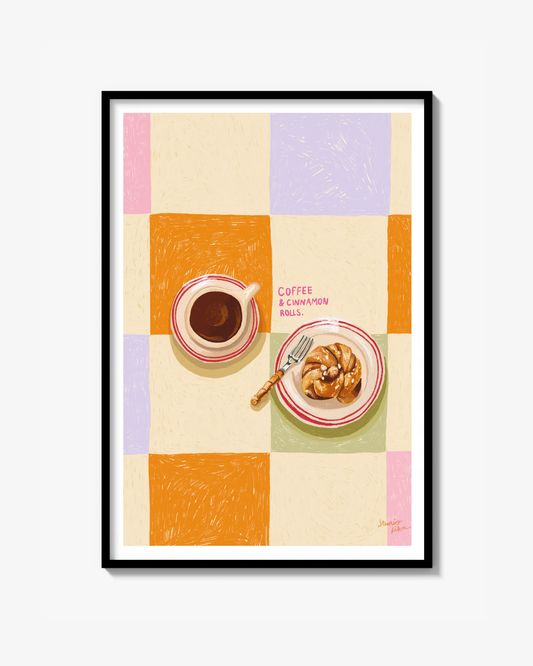 Coffee and cinnamon rolls - Print