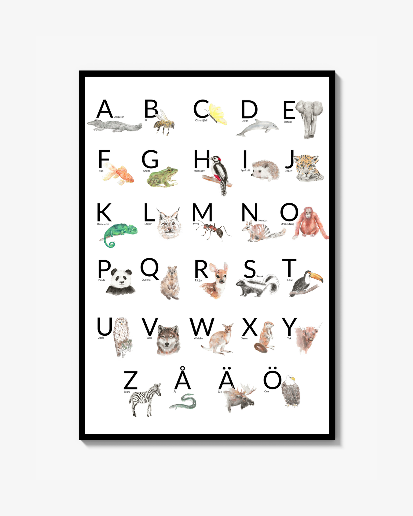 Animal Alphabet (Swedish) Poster