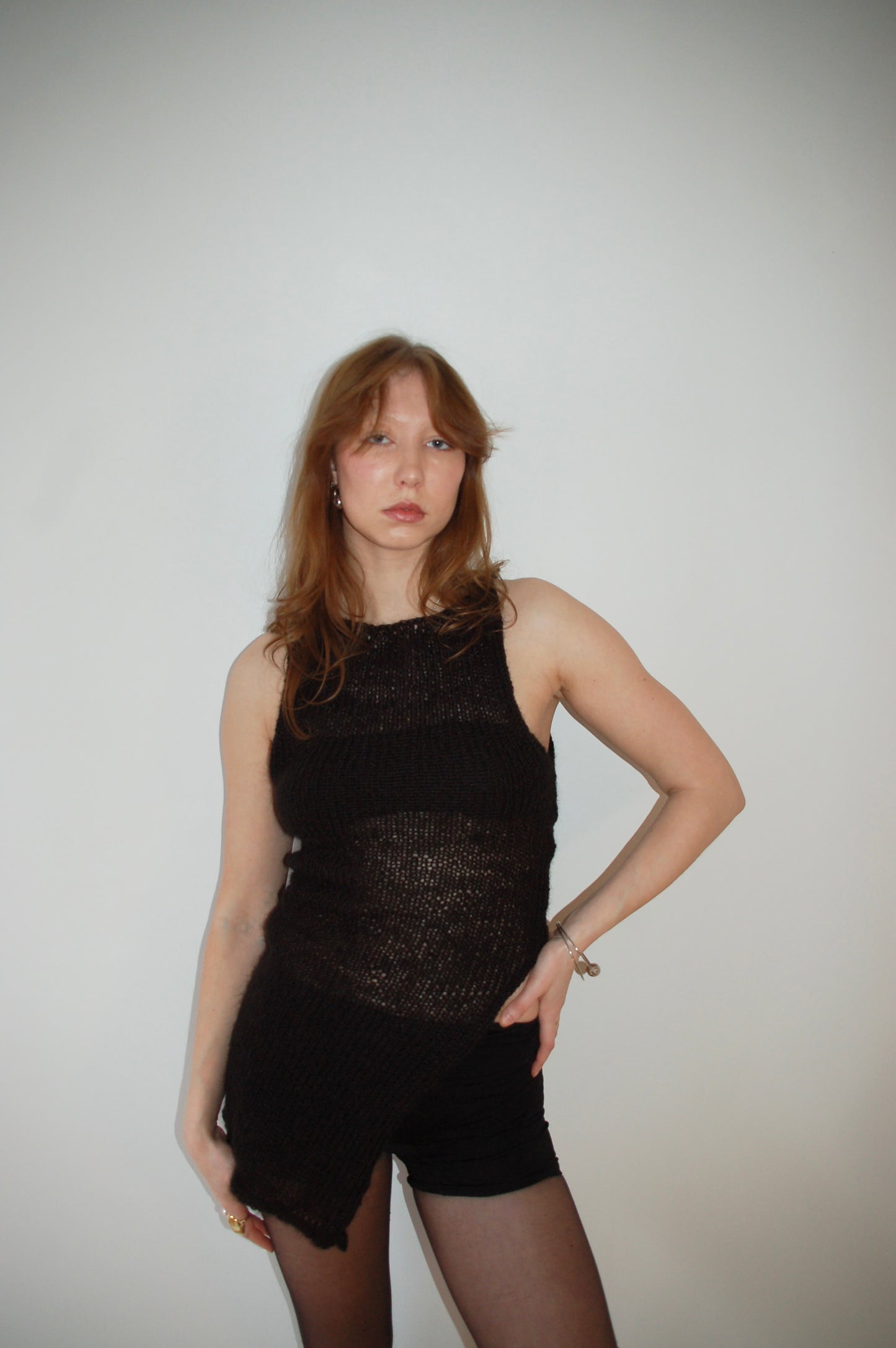 Black side slit Tank - Mohair (S/M)