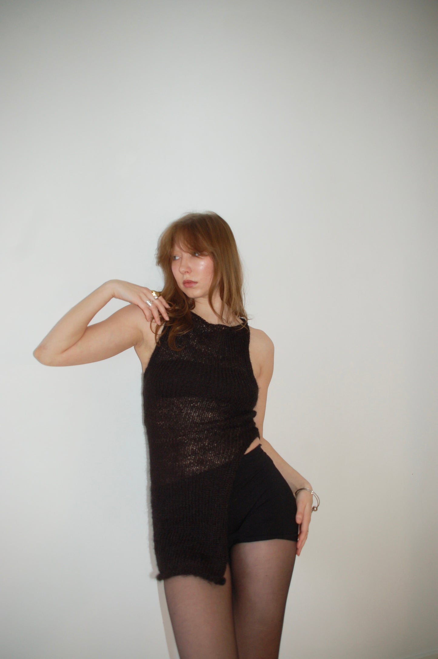 Black side slit Tank - Mohair (S/M)